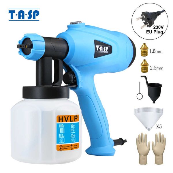 TASP 230 V 400 W elektrische Spritzpistole HVLP Farbspritzgerät Airbrush-Malwerkzeug mit Durchflusskontrolle, einfaches Sprühen, sauber für Zuhause 210719