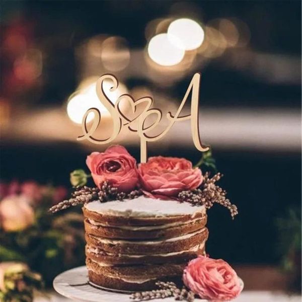 

other event & party supplies custom couple initials wedding wood cake er with heart rustic mirror acrylic mr&mrs anniversary de