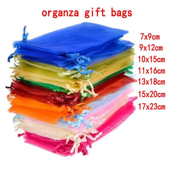 

gift wrap wholesale 25/50pcs drawstring organza bag jewelry packaging display pouches for diy wedding beads bags 5z