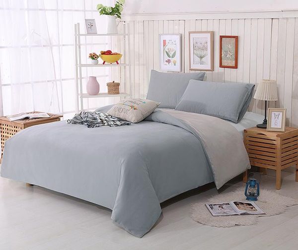 

foreign trade cotton four-piece set of nordic simple pure color cotton 1.8m sheets quilt bedding grey