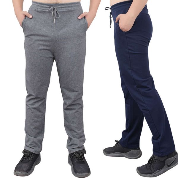 

new men's cotton solid color plus fat size leisure fashion sports straight running pants, Black