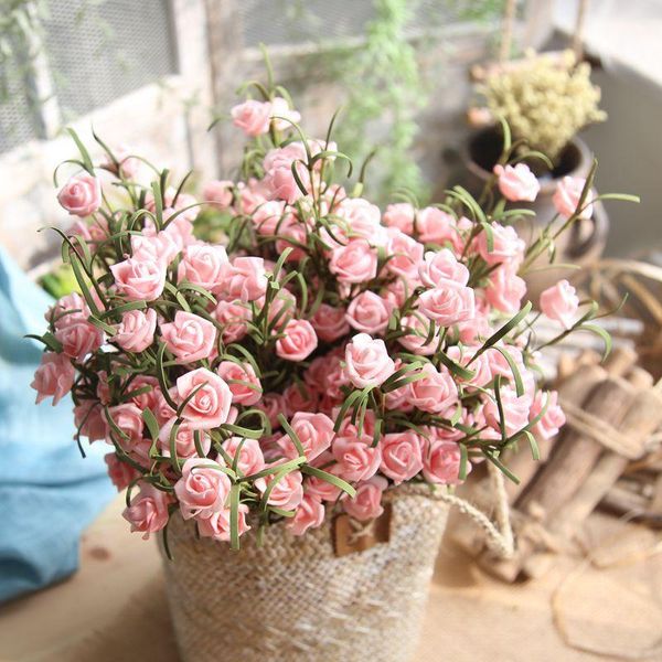 

decorative flowers & wreaths 9 heads artificial pe rose branch fake green plants wedding home garden yard balcony party living room vase dec