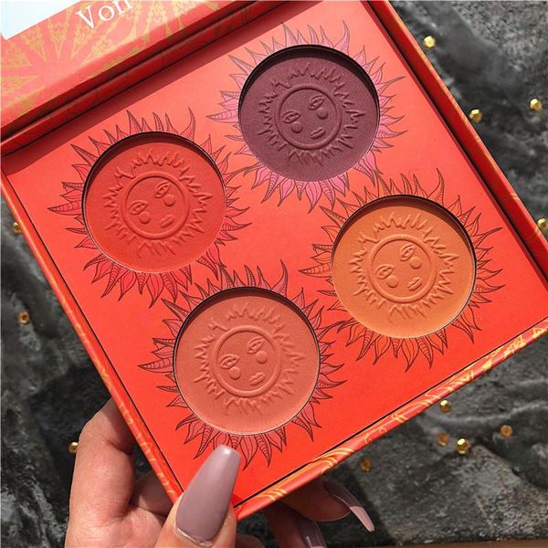 

blush 4 color face palette matte shimmer cheek powder brighten skin contour glow makeup highlighter bronzer