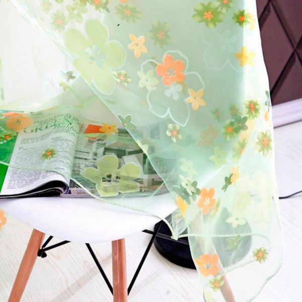 

curtain factory price floral print sheer curtain panel window balcony tulle room divider scarf