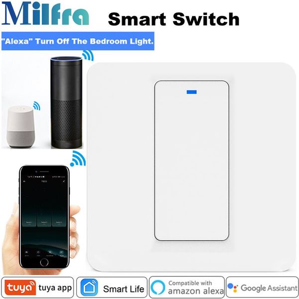

smart home control milfra wifi light switch neutral wire required voice cell phone eu 86mm for google assistant alexa tuya app