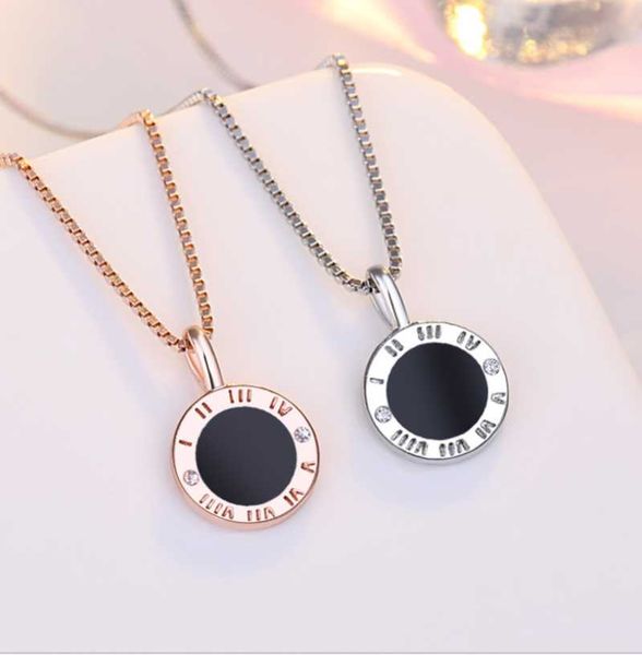 

pendant necklaces roman numeral necklace round card simplicity alloy zircon female jewelry, Silver