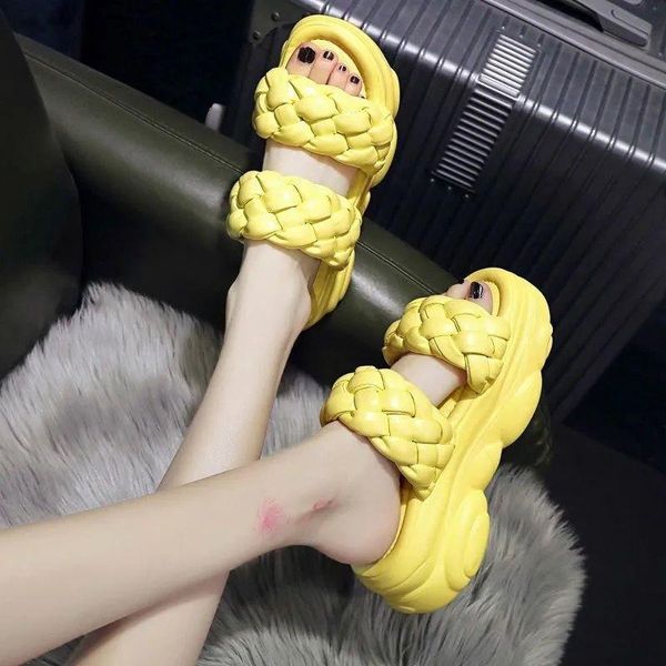 

slippers flip flops female flat platform soft summer sandalias women shoes slides comfort for women's sandals a489, Black