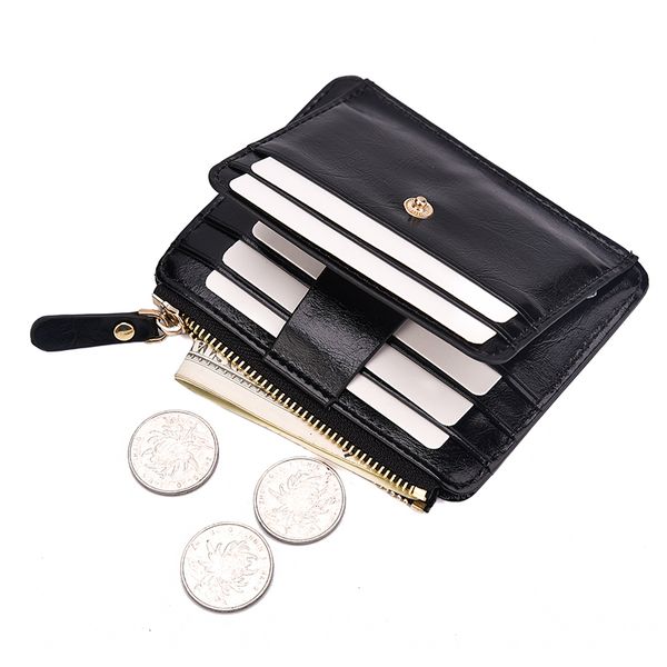 

new arrival short mens wallet vintage oil wax pu leather zipper thin card purse small fashion causal coin wallet for male