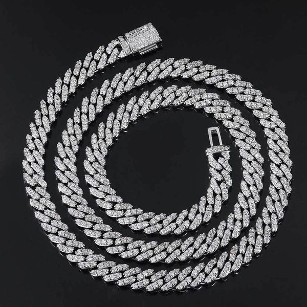

factory wholesale hip hop 8mm flip button single row cuba chain micro inlaid zircon personality hiphop necklace popular fashion xmas gift