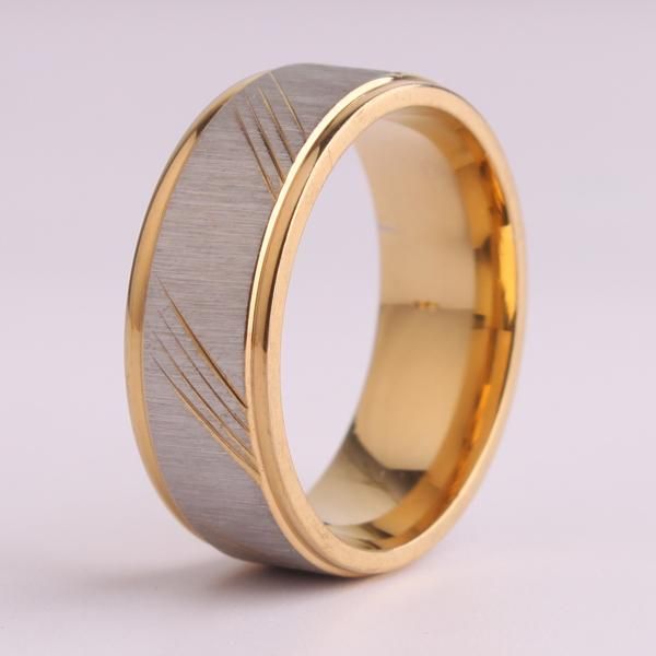 

wedding rings scrub stripe 316l stainless steel finger for men wholesale, Slivery;golden
