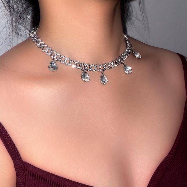 

chains caraquet punk hiphop, big drop pendant choker necklace for women vintage biing silver color cuba miami chain jewelry gift