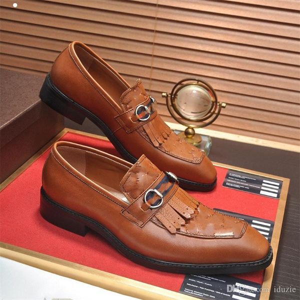 

a1 21ss luxury mens dress shoes loafers genuine leather slip on flat heel wedding business driving size 38-45, Black