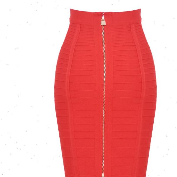 

2021 bandage bodycone skirts knee length zipper back club celebrity woman red blue nude womens bodycon skirts bandage, Black