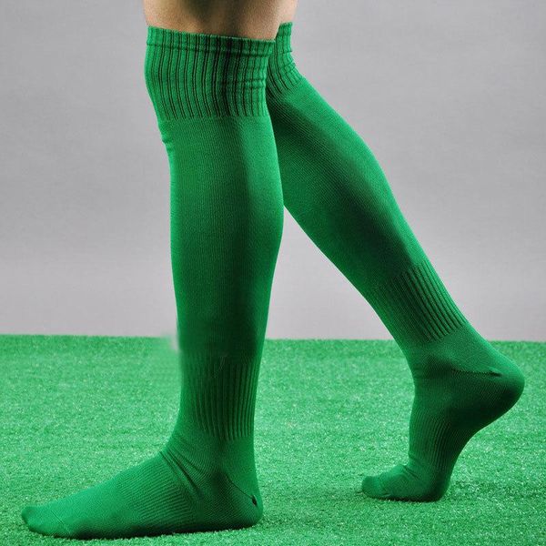

men's socks 2021 fashion mens sport soccer plain long over knee high sock baseball hockey 6 colors, Black