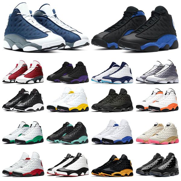 

nike air jordan 13 basketball shoes jumpman 13s university gold hyper royal red flint obsidian black cat court purple atmosphere grey sports
