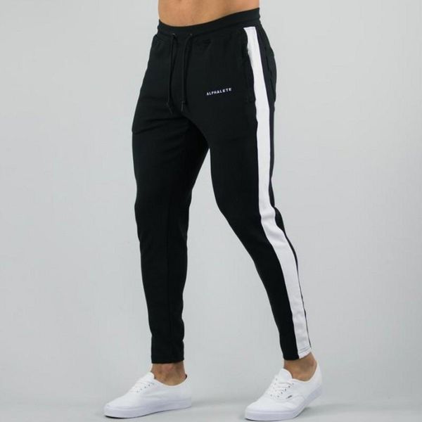 

running pants sportswear quick dry training fitness trousers run jogging brand striped men gym sport tights sweatpants, Black;blue