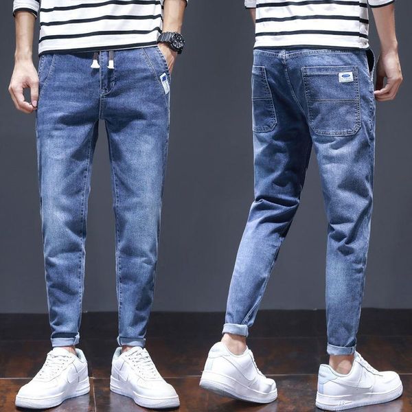 

men's jeans spring and summer thin harlan pants korean fashion casual large loose pencil classic blue capris
