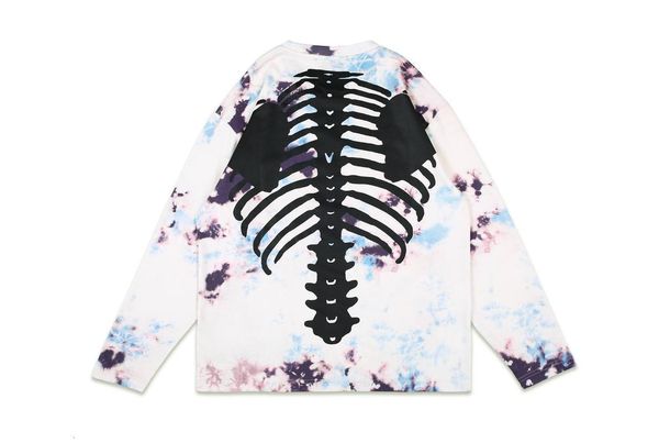

2021 new american-style retro tie-dyed back bone ribs splash ink men women loose kapital shirt un0s, White