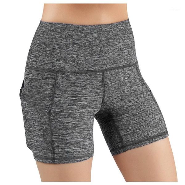 

women's shorts high waist bikerÂ shorts push up fitness solid pocket high-waist hip stretch underpants running 25#, White;black