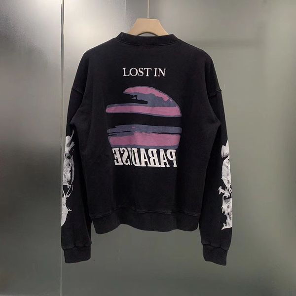 

2021 new washed old sweatshirts men women 1:1 digital direct printing lost in paradise askyurself hoodie pullover 9l4y, Black