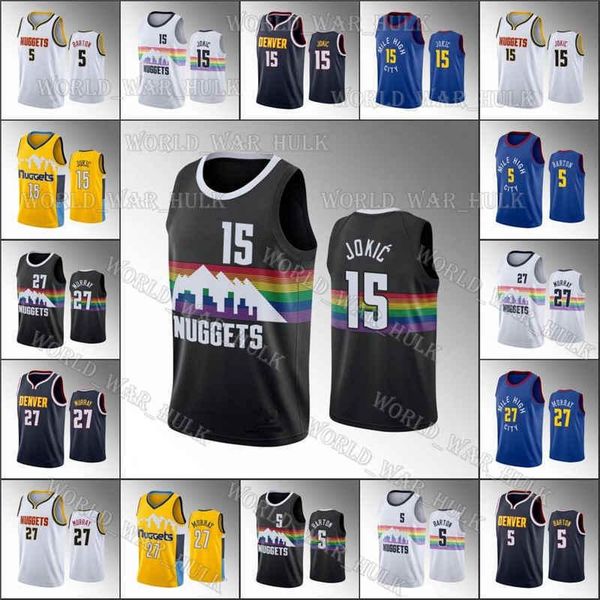 

nikola vintage 15 jokic jersey jamal 27 murray dikembe 55 mutombo carmelo 15 anthony denver nuggets 2021 city basketball jerseys, Black;red