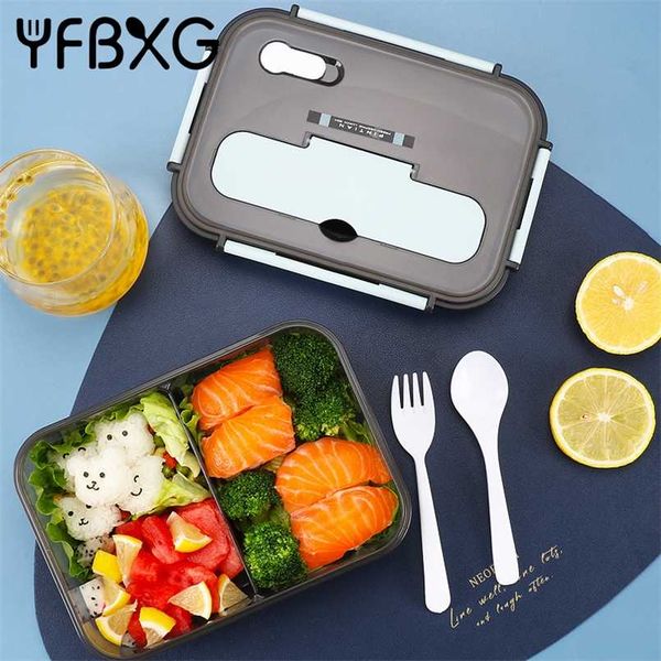 Японская коробка для обеда для детской школы Bento Box с отсеками Микроволновая печь пластиковая контейнер для хранения пикника кемпинг пищевая пенька 211108