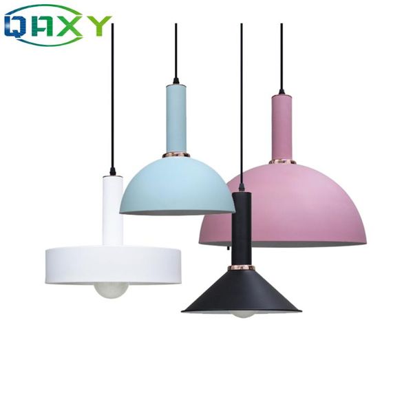 

pendant lamps 2021 ac110v-220v e27 aluminum blue/pink led light kitchen hanging lampe for bedroom living room decoration[dz-25]