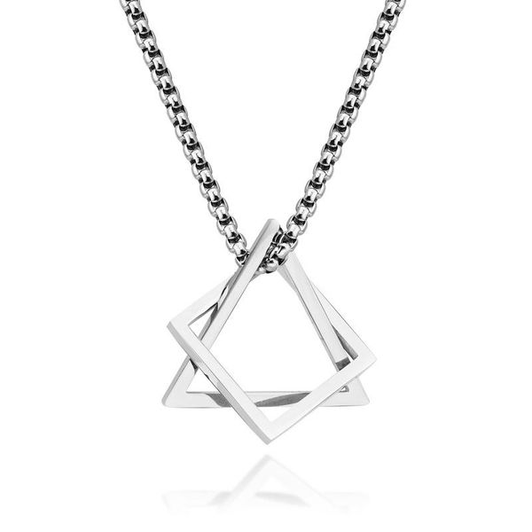 

chains geometric triangle hip hop titanium steel necklace ashion personality versatile couple pendant jewelry wholesale, Silver