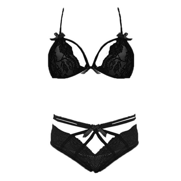 

bras sets women lace underwear set fashion ladies up plus size solid color lingerie intimo donna 2021 1, Red;black
