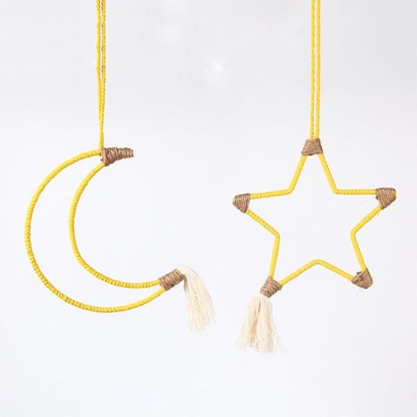

decorative objects & figurines nordic cotton rope hand-woven star moon wall hanging pendant kids room decorations home ornament