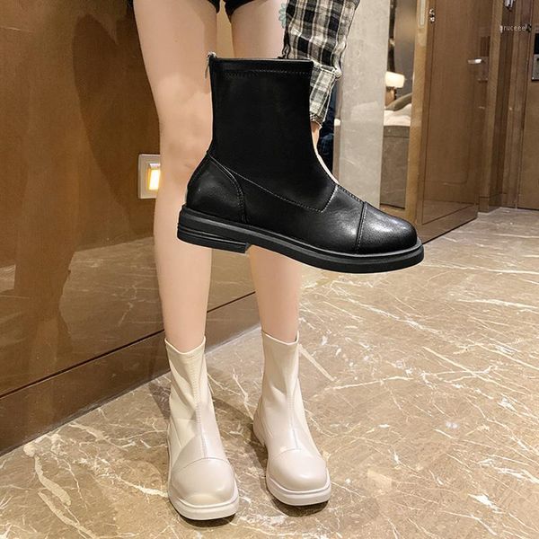 

boots round toe shoes winter footwear boots-women luxury designer mid calf ladies 2021 rubber white rock mid-calf fashion1, Black