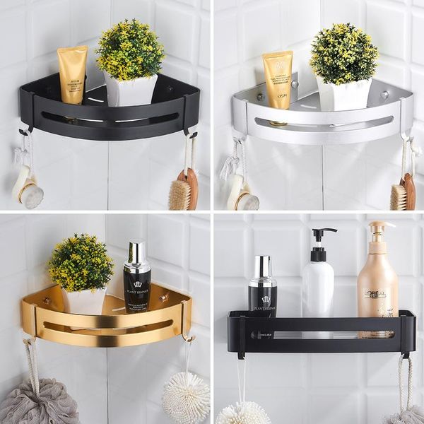 

punch-wall shelf for bathroom black corner bathroom holder aluminum wall-mounted rack storage rack
