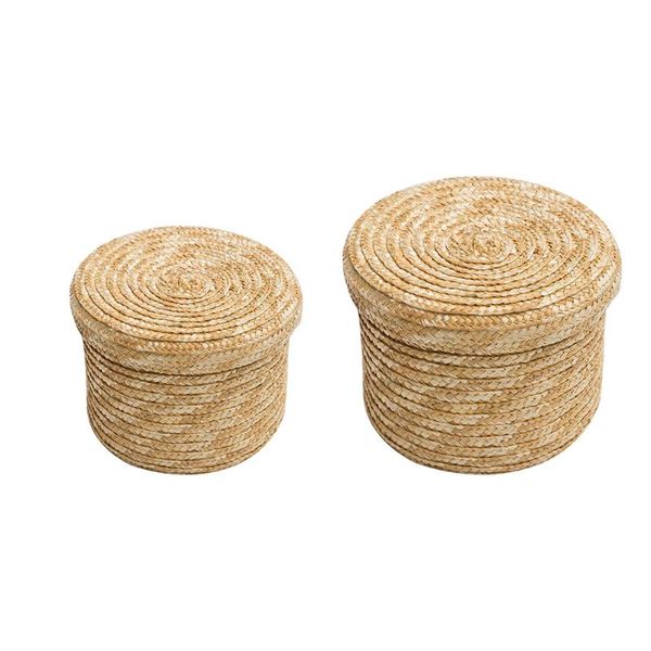 

storage baskets handmade straw woven basket with lid snack organizer box laundry rattan flower baske