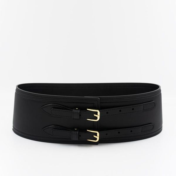 

belts corset coat wide leather slim fit women's belt double needle buckle high waist design seal, Black;brown