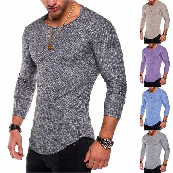 

men's round neck long sved autumn shirt, irregular hem, White;black