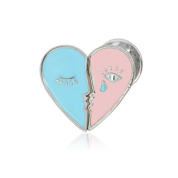 

new lover tears two-color splicing love alloy oil dropping brooch, Gray