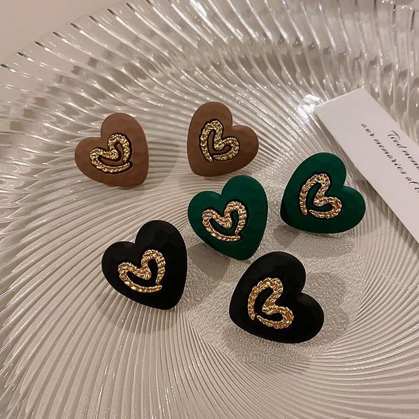 

stud fashion black heart earrings for women, Golden;silver