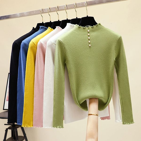 

2021 new casual autumn winter basic pullovers women high neck solid slim thick sweater female long sleeve warm knit wqtz, White;black