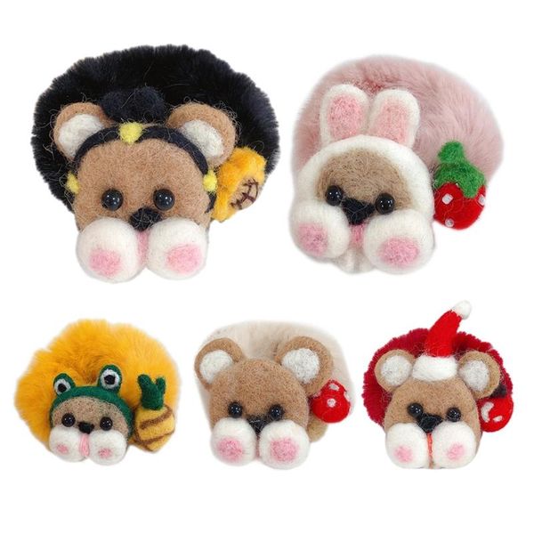 

hair accessories t8nb cartoon animal tie furry ponytail holder lovely elastic plush fruit scrunchies, Slivery;white