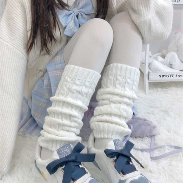 Lolita Bacak Isıtıcıları Japon Gotik Uzun kadın Tayt Gaiters Diz Goth Örme Manşetleri Ayak Bileği Çizmeler 211221