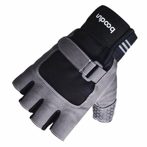 

sports gloves drop fitness men women equipment non-slip workout weightlifting half finger body building l, Black