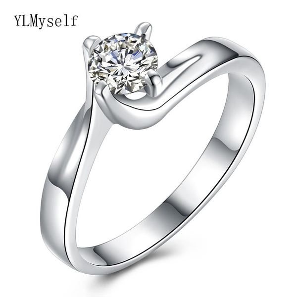 

wedding rings shiny round cut cubic zirconia crystal finger ring jewelry trendy jewellery high elegant, Slivery;golden