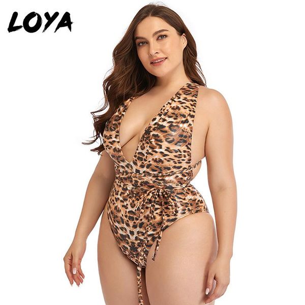 

loya brand swimsuit women one peice plus size fat ladies 2021 one piece swimsuit solid female leopard print backless new
