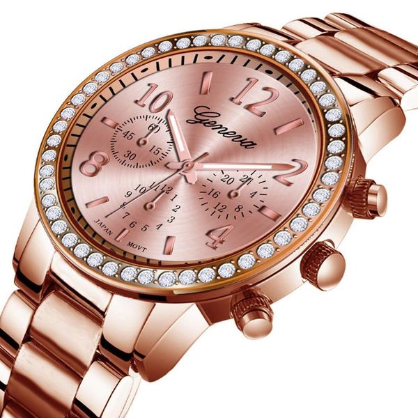 

wristwatches luxury rose gold womens watch luxurious stainless steel diamond belt analog quartz business wristwatch #1023, Slivery;brown