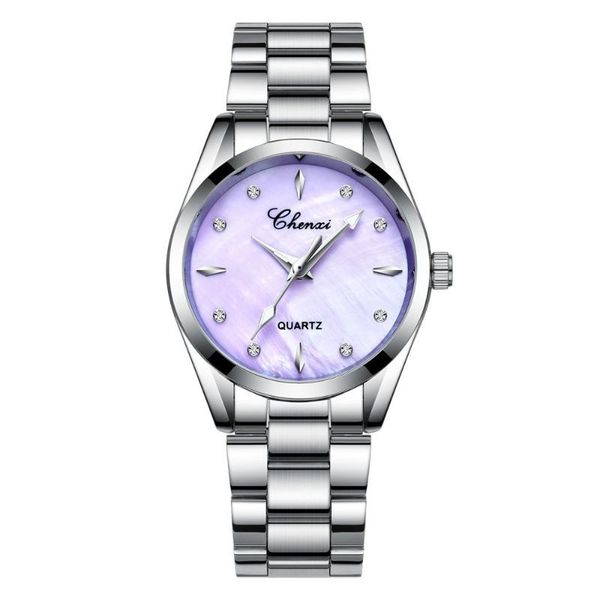 

wristwatches watch classic fashion diamond gold business mother-of-pearl dial ladies waterproof non-mechanical quartz wholesale, Slivery;brown