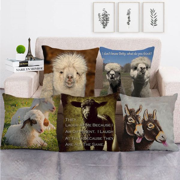 

45cm*45cm farm animals sheep design ocean cushion cover linen/cotton sofa and seat pillow cover decorative pillow case