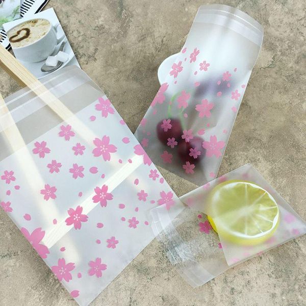 

baking moulds 100pcs/set 3 sizes lovely pink cherry blossoms cookie&candy bag self-adhesive plastic bags for biscuits snack package