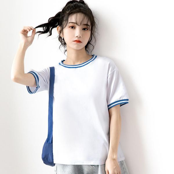 

new summer geometry printed t-shirts women white short sleeve t shirt harajuku y2k round neck tee female casual tshirt