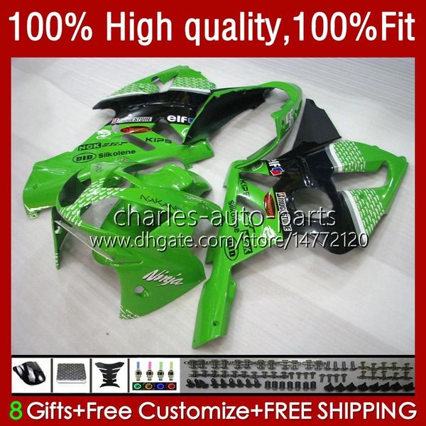 Einspritzkörper für KAWASAKI NINJA ZX1200 ZX 12R 1200CC 1200 CC 02 03 04 05 06 3Nr. 74 ZX 12 R ZX1200C ZX12R 02-06 ZX-12R 2002 2003 2004 2005 2006 OEM-Verkleidungsset, fabrikgrün