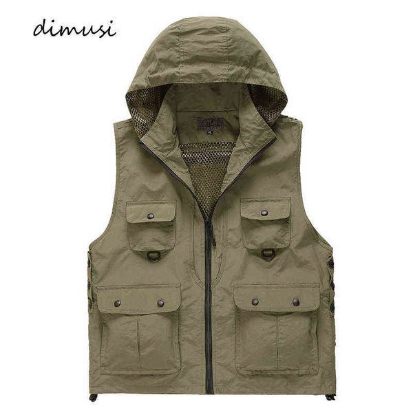 

dimusi summer men's classic vests breathable multi pocket mesh vest sleeveless jackets man outwear fishing waistcoats clothing y1122, Black;brown